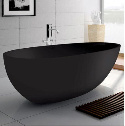 Black matte Solid surface stone freestanding bathtub  55"x30"X21"