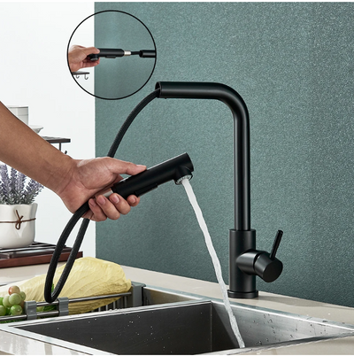 Black bar pull out faucet