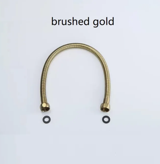 Brushed gold 1/2 inch x 1/2 inch faucet water supply hoses x 2 piecesplumbing