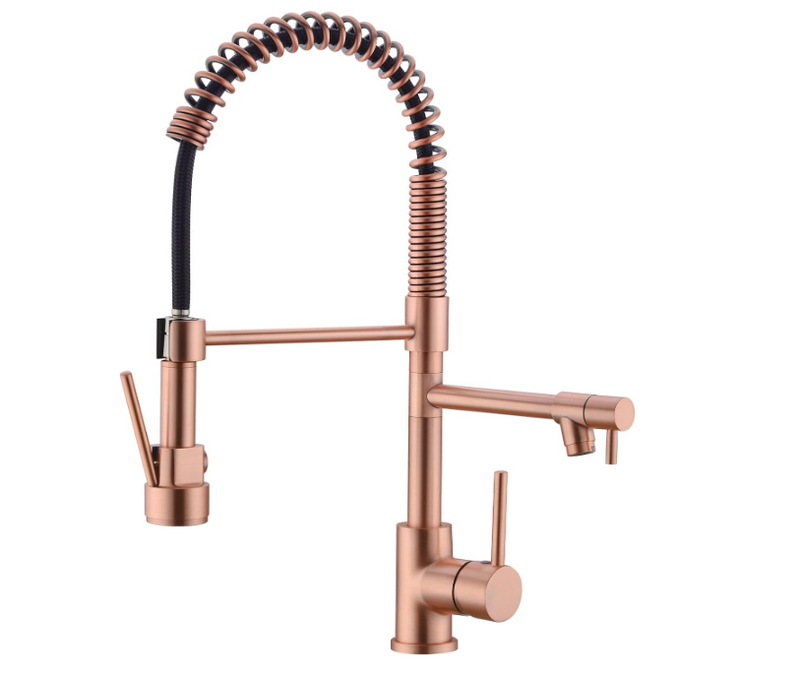 Copper industrial pot filler and pull spring kitchen faucet