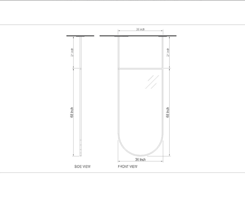 Custom special mirror Oval 2 pole  LED Ceiling Mount Mirror