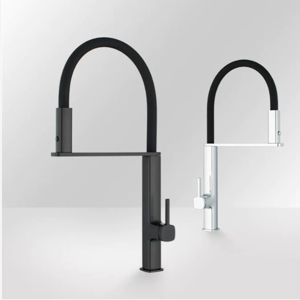 Cordoba-New Italian Design- Black-Chrome Swivel and Dual Spray Magnetic Pull Out Kitchen Faucet