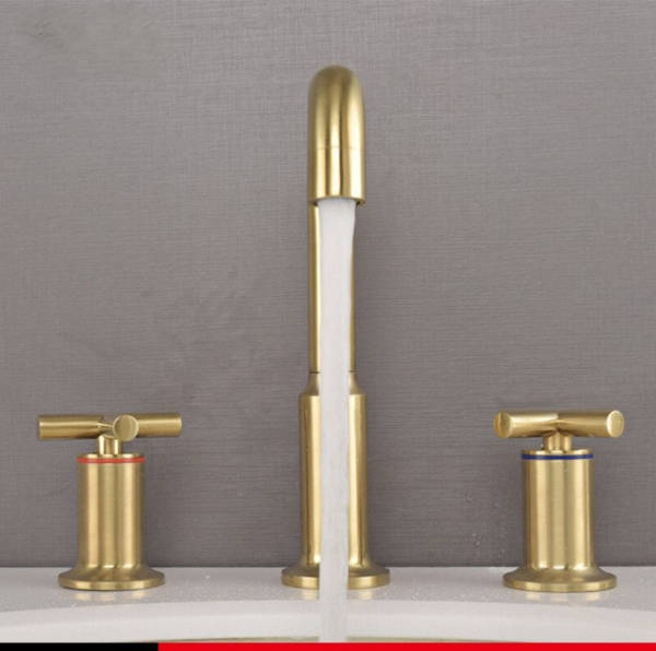 Diavolo- Brushed gold- Matte Black 8" inch Cross Handle widespread bathroom faucet