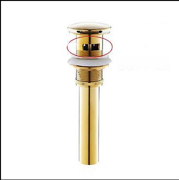 Pop up Drain for Bathroom Sink Vessel Vanity, Brushed Gold Solid Brass Assembly Replacement Kits Stopper, Flip Top, Overflow