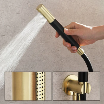 Bergen-Nordic Industrial design brushed gold 3 separate volume control pressure balance 2 way shower kit