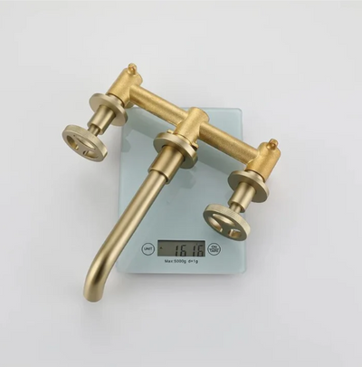 Bergen- Brushed Gold Nordic design wall mounted bathroom faucet