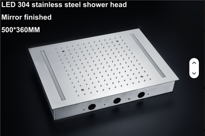 Chrome LED Spa Rain Head 3 Way Function Thermostatic Shower Kit 15"x23"-CSA