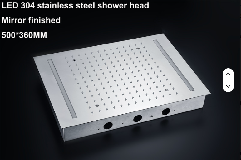 Chrome LED Spa Rain Head 3 Way Function Thermostatic Shower Kit 15"x23"-CSA