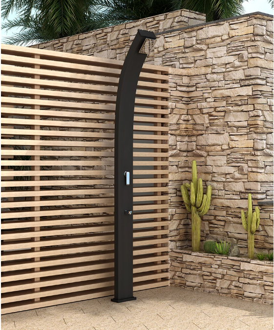 Black with chrome Outdoor 20L Shower Aluminums Swimming Pool Solar Shower With Foot wash