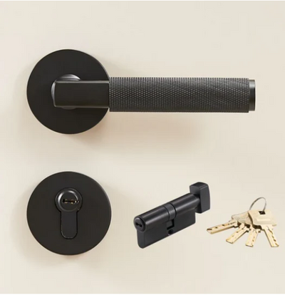 Zurich- Black Matte door handle lock Heavy Duty Brass