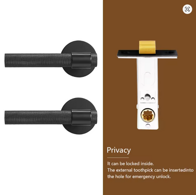 Zurich- Black Matte door handle lock Heavy Duty Brass