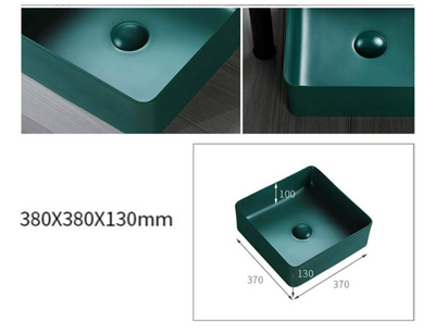 Matte Green Square Ceramic Vessel Sink 37CMX37CM