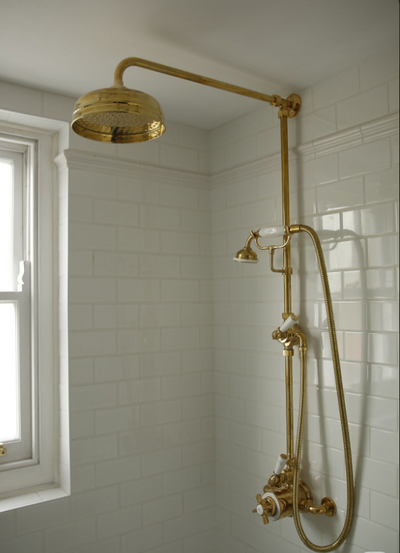 Victoria-Gold-Chrome  Polished Brass Victorian Exposed Thermostatic Shower system