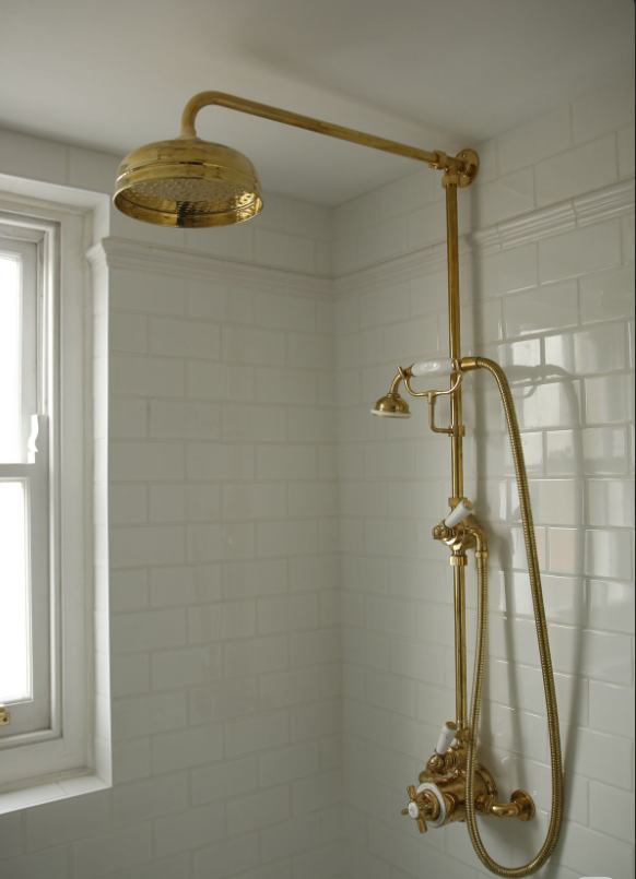 Victoria-Gold-Chrome  Polished Brass Victorian Exposed Thermostatic Shower system