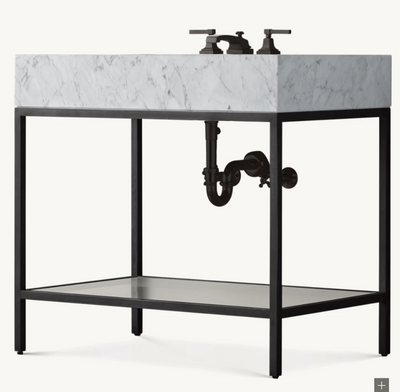 Rockefeller- Black Exposed Mable Console Bathroom Vanity 30"