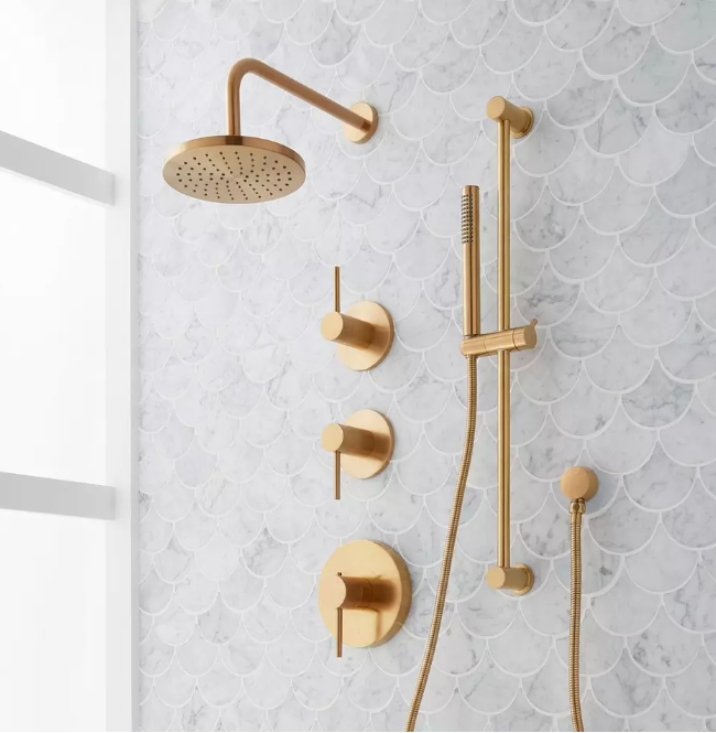 Luxor- Brushed gold round 2 way function diverter shower set