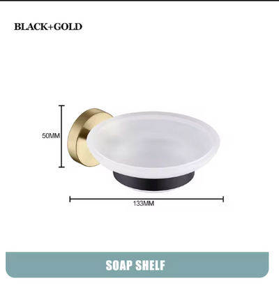 CARA-Black with brushed gold two tone bathroom accessories