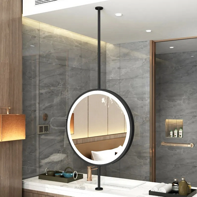 Custom-Black round ceiling mount round led mirror