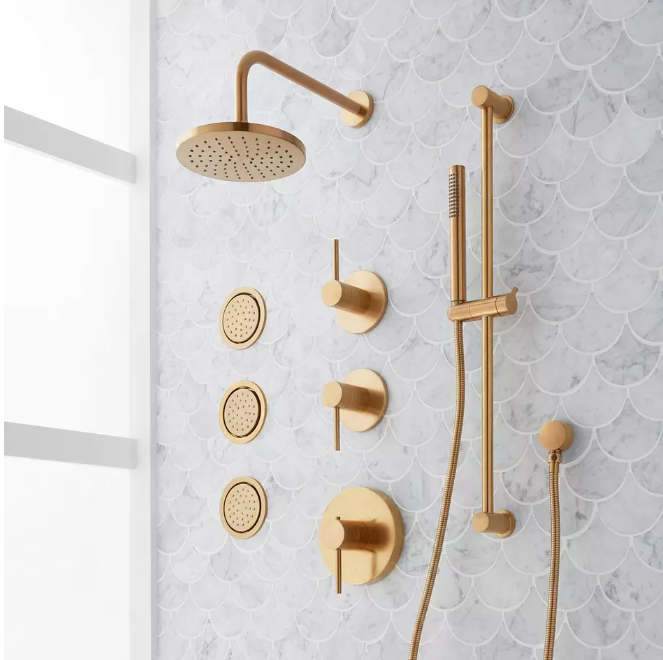 Luxor- Brushed gold round 2 way function diverter shower set