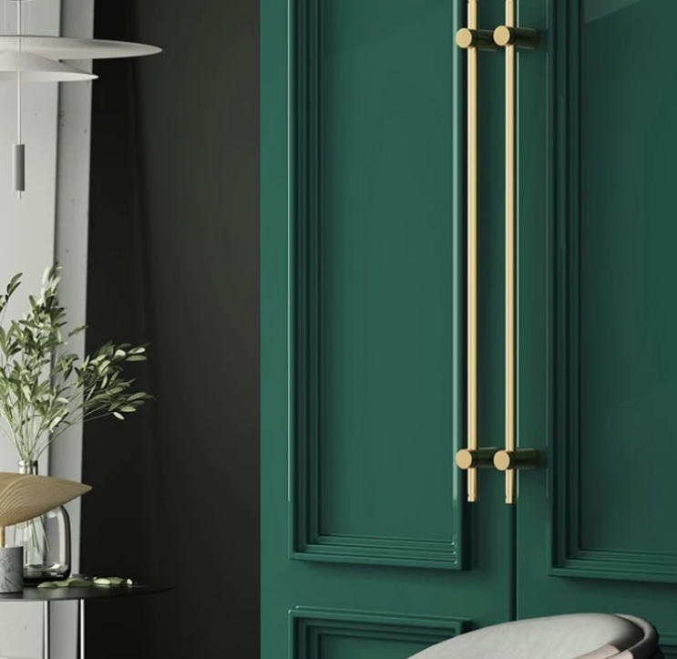 Nordic- heavy brass modern pulls simple brushed gold light luxury pulls cabinet adjustable long handle cabinet handle