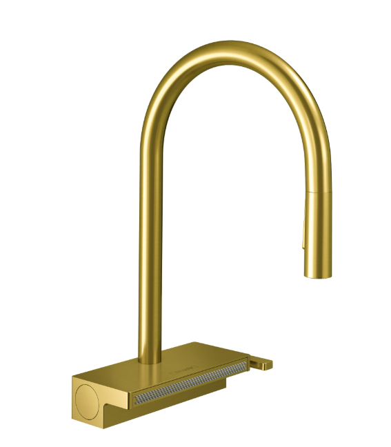 Munich-Grey gun waterfall kitchen LED display faucet with dual pull out sprayer