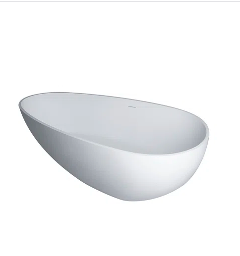 White matte solid stone freestanding tub 55"