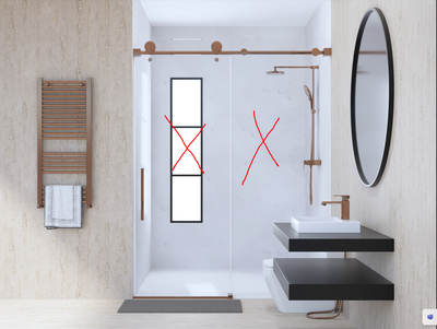 Rose gold polish frameless sliding shower glass door hardware kit 60" and 72" lenght-NO GLASS Included