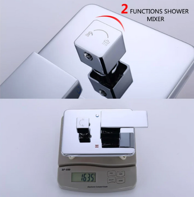 Chrome Square 12" Inch Rain Head Pressure Balance 2-way Function Diverter with slide bar CUPC Shower Kit