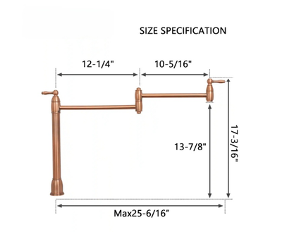 Copper satin deck mount cold water pot filler faucet