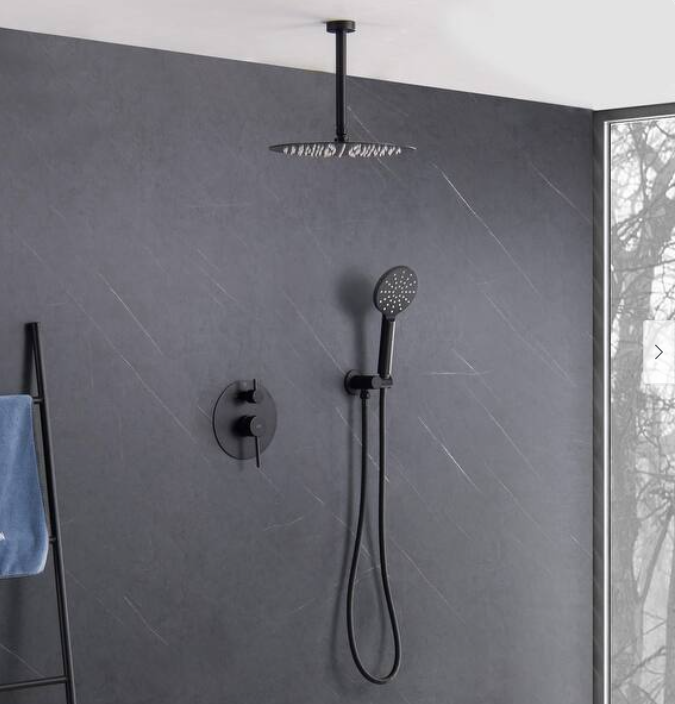 Black Matte Round rain shower head 16"