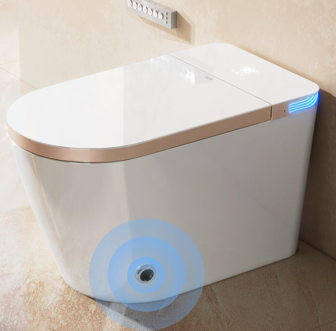 Tron-New White with brushed gold trim intelligent washlet toilet bidet fully loaded