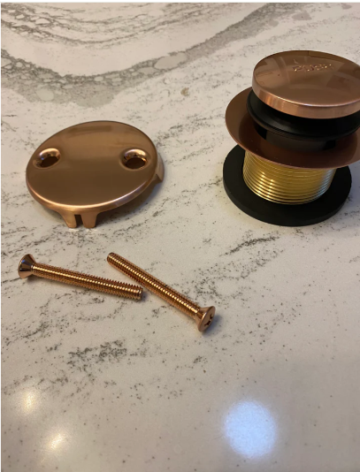 Rose gold Kohler alcove tub waste and overflow kit