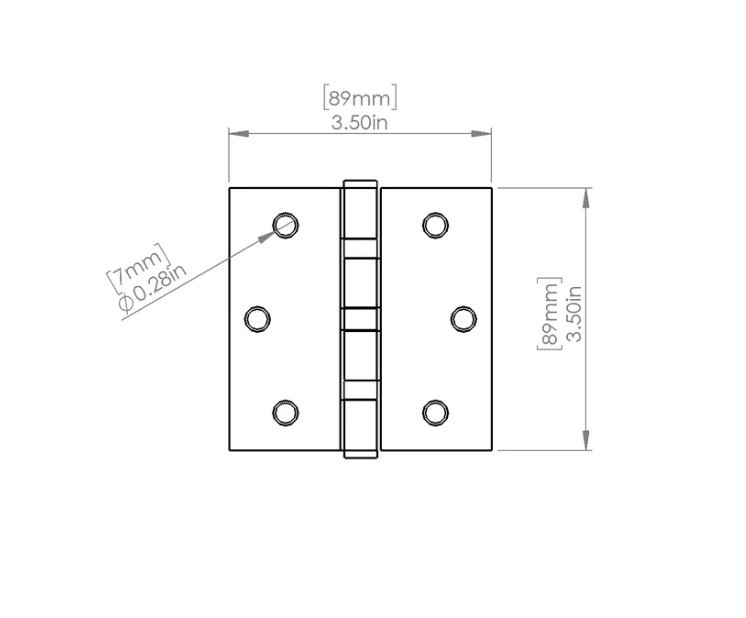 Bathroom door hinge 3.5 inches X 3.5 inches X 1 piece