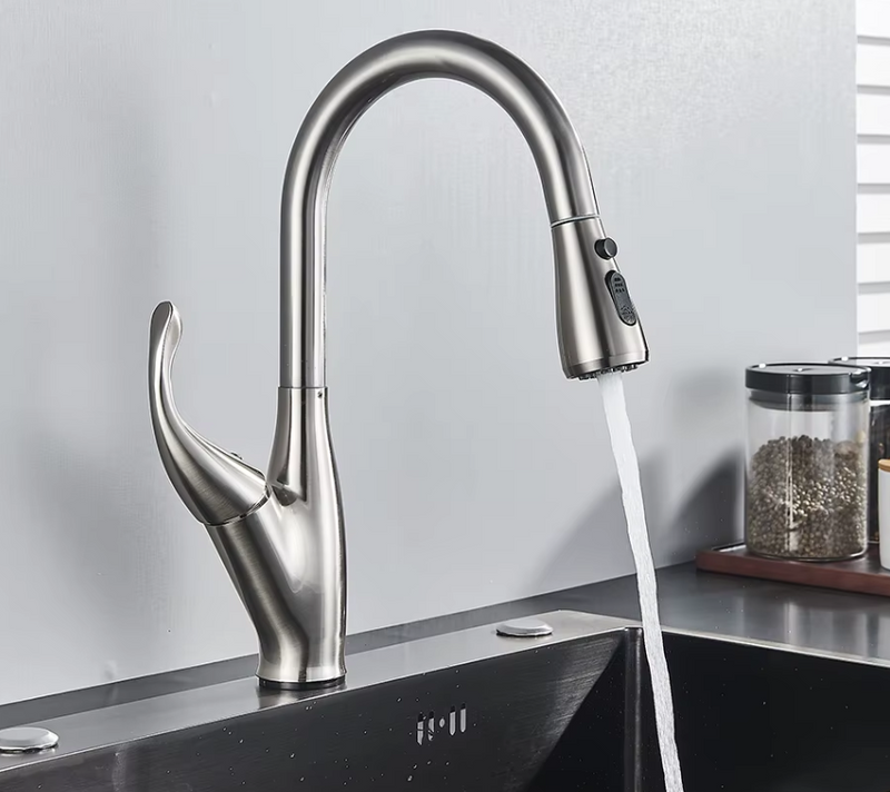 Open box-Brushed Nickel Touchless Kitchen Faucet Dual Pull Out Sprayer