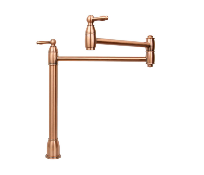 Copper satin deck mount cold water pot filler faucet