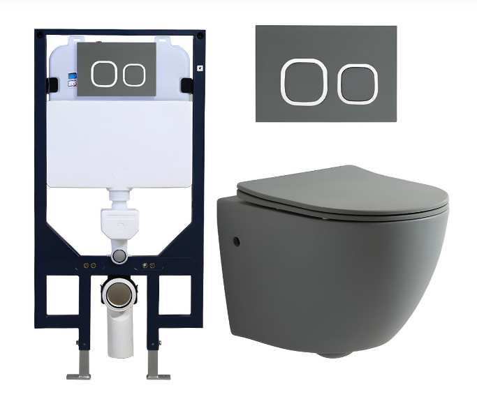 Color wall hung toilet bow, button and cistern toilet tank set