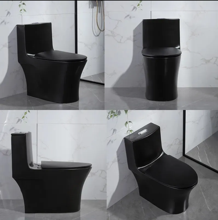 Black one piece water saver commercial grade dual flush toilet