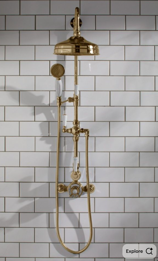 Victoria-Gold-Chrome  Polished Brass Victorian Exposed Thermostatic Shower system