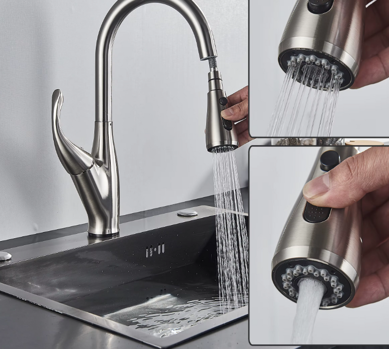 Open box-Brushed Nickel Touchless Kitchen Faucet Dual Pull Out Sprayer