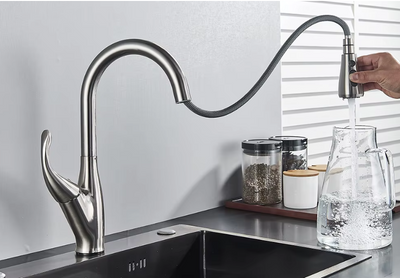 Open box-Brushed Nickel Touchless Kitchen Faucet Dual Pull Out Sprayer