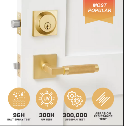 Zurich- Brushed gold door handle lock