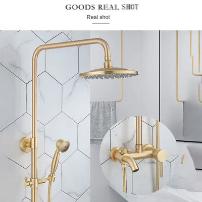 Brushed gold Victorian exposed shower system kit