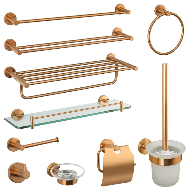 Brushed Rose gold traditional bathroom accessories