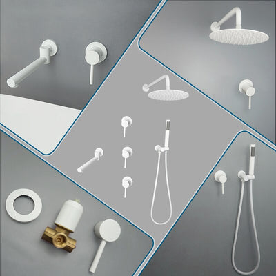 White matte 3 way volume control shower kit