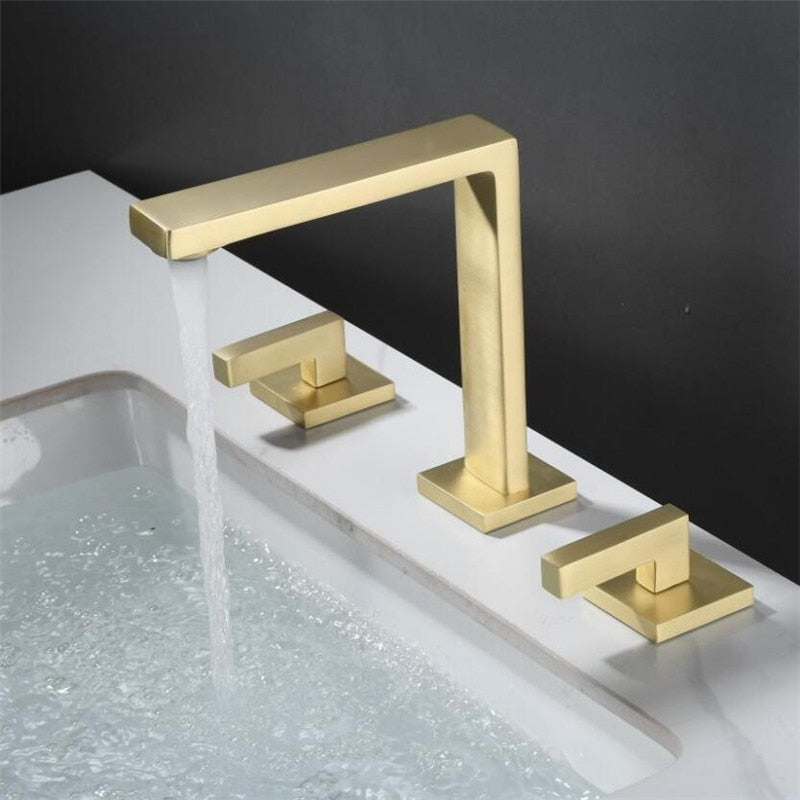 Cuatro- Modern square 8" Inch wide spread bathroom faucet