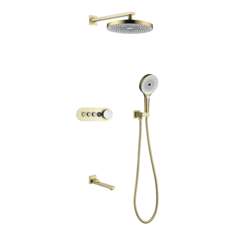 New Nordic design 2024 white matte round 2 to 3 way function thermostatic shower system kit