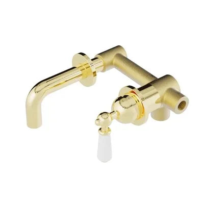 Victorian gold - chrome with porcelain single lever wall mounted bathroom faucet