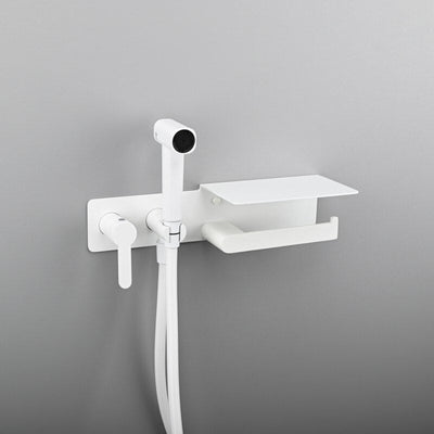 New 2024 design Color 2 in 1 Wall Mounted Bidet hand Held Sprayer hot and cold mixer with toilet Iphone paper holder