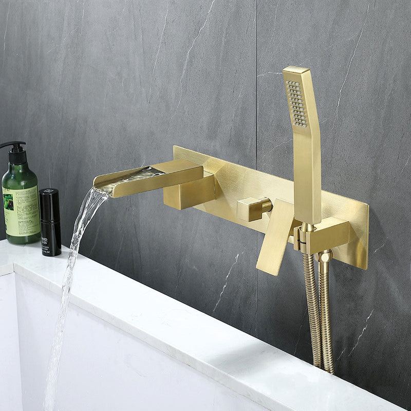 Square waterfall wall mounted bathtub filler faucet set