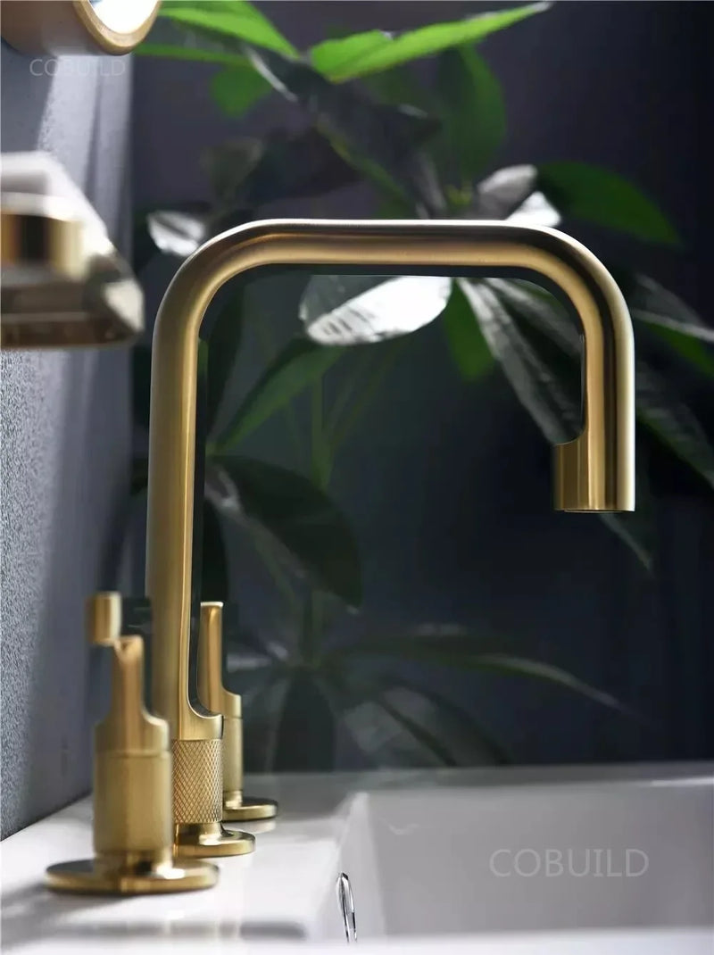 Milano-Brushed gold 8" inch Widespread Bathroom Sink Faucet